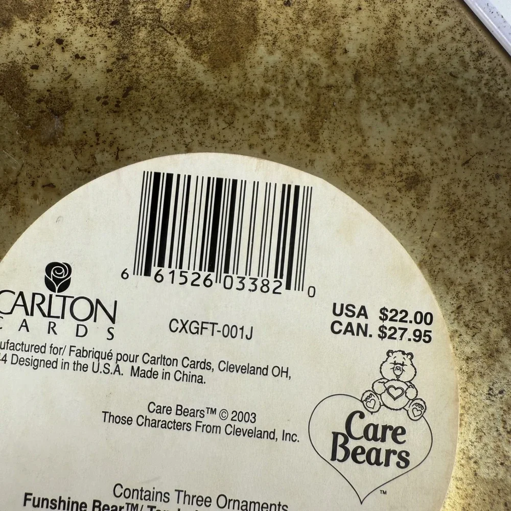 Care Bears Holiday Christmas Ornament Set of 3 in Tin 2003 Carlton Cards CXGFT-0